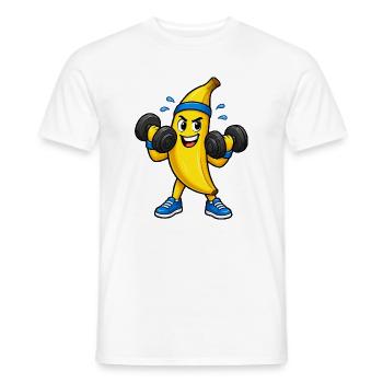 Kraftbanana Workout Cartoon - Männer T-Shirt - Weiß - Vorne - AI Model Male 178 dark (178cm)