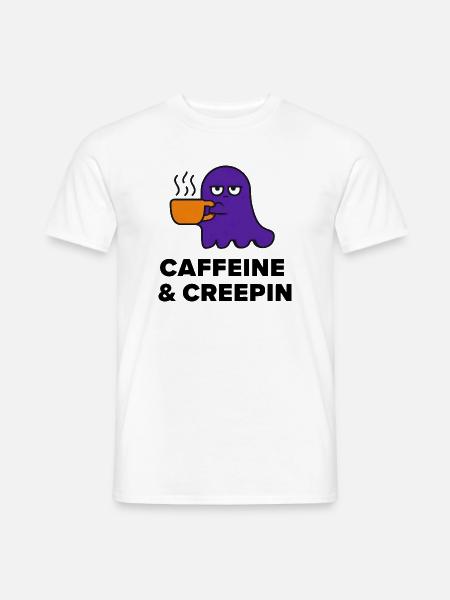 Kaffeegeist: Caffein & Creepin - Männer T-Shirt - Weiß