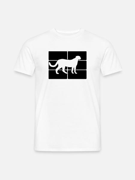 Gepard Raster Silhouette - Männer T-Shirt - Weiß