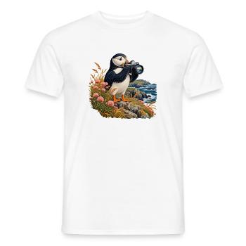 Papageitaucher mit Analogkamera - Männer T-Shirt - Weiß - Vorne - AI Model Male 178 dark (178cm)