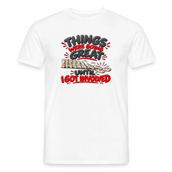 Es lief alles großartig – lustiger Humor - Männer T-Shirt - Weiß - Vorne - AI Model Male 178 dark (178cm)