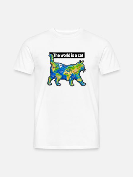 Die Welt ist eine Katze - Männer T-Shirt - Weiß