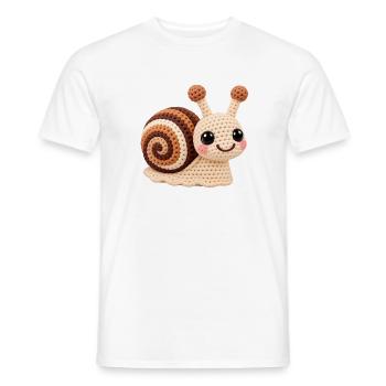 Kuschelige Amigurumi Schnecke - Männer T-Shirt - Weiß - Vorne - AI Model Male 178 dark (178cm)