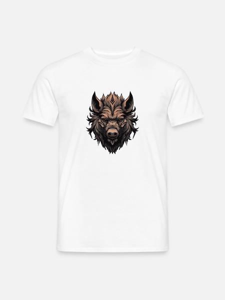 Wildschwein Kopf Illustration - Männer T-Shirt - Weiß