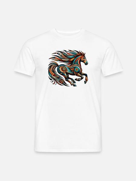 Indianisches Pferd Orange - Männer T-Shirt - Weiß