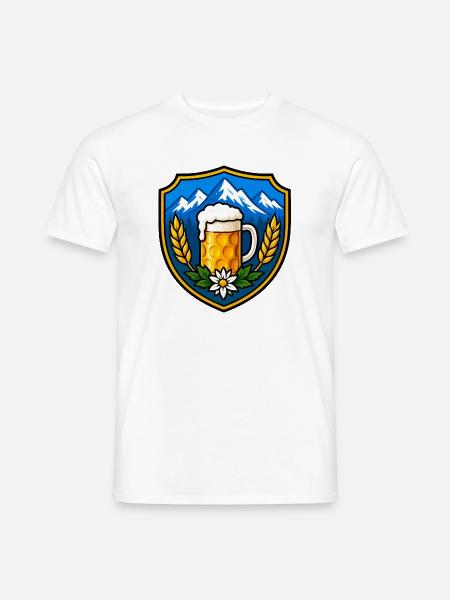 Bier Schild Emblem - Männer T-Shirt - Weiß