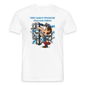 Klempner im Einsatz: geplatzte Rohre - Männer T-Shirt - Weiß - Vorne - AI Model Male 178 dark (178cm)