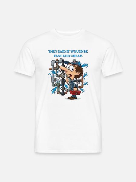 Klempner im Einsatz: geplatzte Rohre - Männer T-Shirt - Weiß