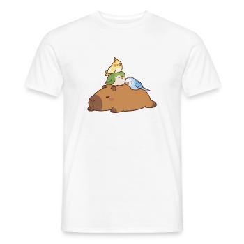 Niedliche Kapybara und Vögel - Männer T-Shirt - Weiß - Vorne - AI Model Male 178 dark (178cm)