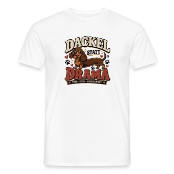 Dackel statt Drama – Lustiges Dackel Design - Männer T-Shirt - Weiß - Vorne - AI Model Male 178 dark (178cm)