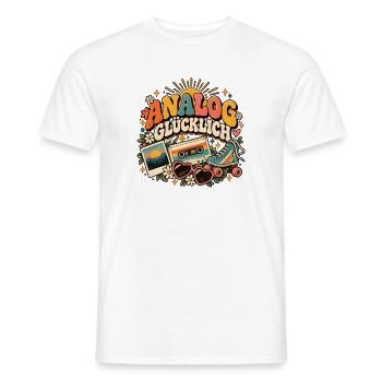Analog glücklich – Retro Shirt für Nostalgie-Fans - Männer T-Shirt - Weiß - Vorne - AI Model Male 178 dark (178cm)