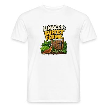 Schnecken: geschlossenes Buffet. Gemüsegarten - Männer T-Shirt - Weiß - Vorne - AI Model Male 178 dark (178cm)