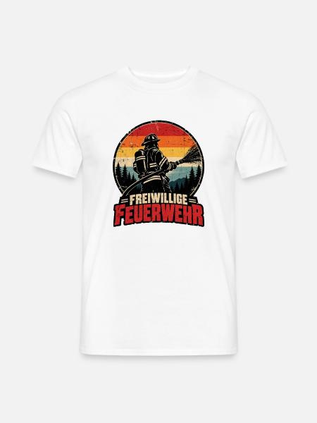Freiwillige Feuerwehr Retro Feuerwehrmann - Männer T-Shirt - Weiß