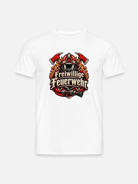 Freiwillige Feuerwehr Helm Äxte & Schlauch - Männer T-Shirt - Weiß
