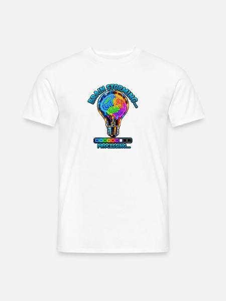 Neon Gehirnstorm Verarbeitung - Männer T-Shirt - Weiß
