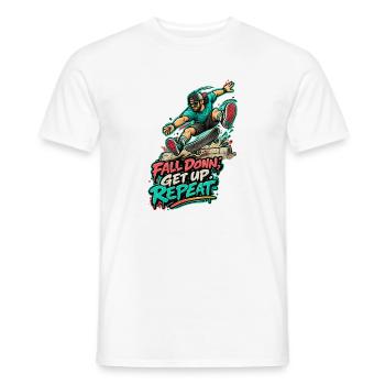 Fall Down? Get Up, Repeat – Skate - Männer T-Shirt - Weiß - Vorne - AI Model Male 178 dark (178cm)