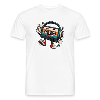 Retro Kassette mit Kopfhörern - Männer T-Shirt - Weiß - Vorne - AI Model Male 178 dark (178cm)