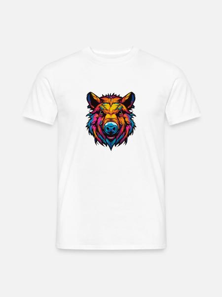 Wildschwein Bunt - Männer T-Shirt - Weiß