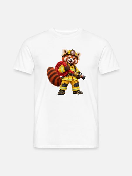 Feuerwehrmann Roter Panda mit Schlauch - Männer T-Shirt - Weiß