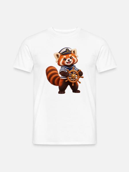 Sailor Red Panda mit Schiffsrad - Männer T-Shirt - Weiß