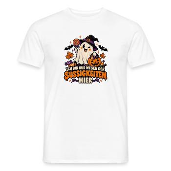 Ich bin nur wegen der Süßigkeiten hier Halloween  - Männer T-Shirt - Weiß - Vorne - AI Model Male 178 dark (178cm)