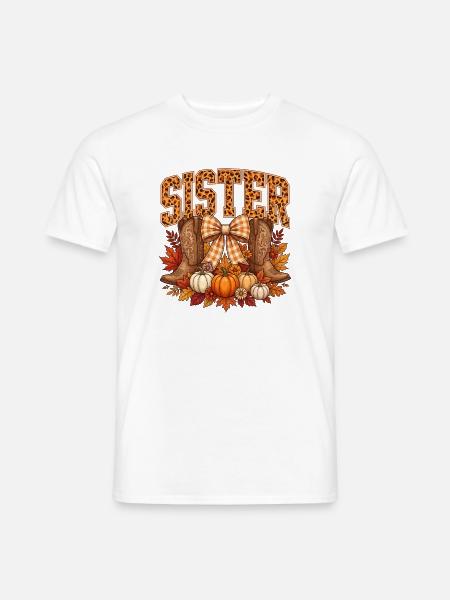 Herbstleopardenschwester Halloween - Männer T-Shirt - Weiß