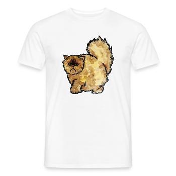 Grumpy Fluffy Cat Aquarell - Männer T-Shirt - Weiß - Vorne - AI Model Male 178 dark (178cm)