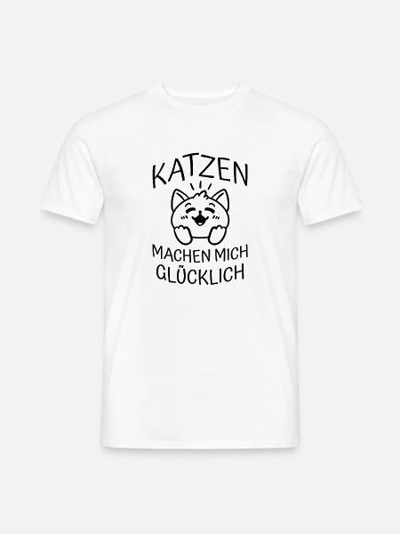 Katzen Glück - Männer T-Shirt - Weiß