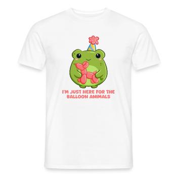 Fröhlicher Frosch mit Ballontier mit Spruch - Männer T-Shirt - Weiß - Vorne - AI Model Male 178 dark (178cm)