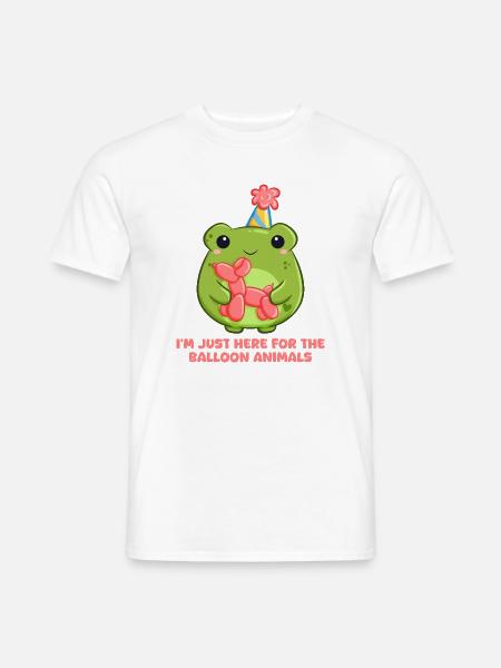 Fröhlicher Frosch mit Ballontier mit Spruch - Männer T-Shirt - Weiß