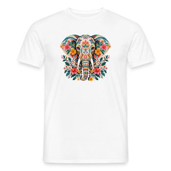 Boho-Floral, Elefantenliebhaber, Blume, Wildtierkunst - Männer T-Shirt - Weiß - Vorne - AI Model Male 178 dark (178cm)