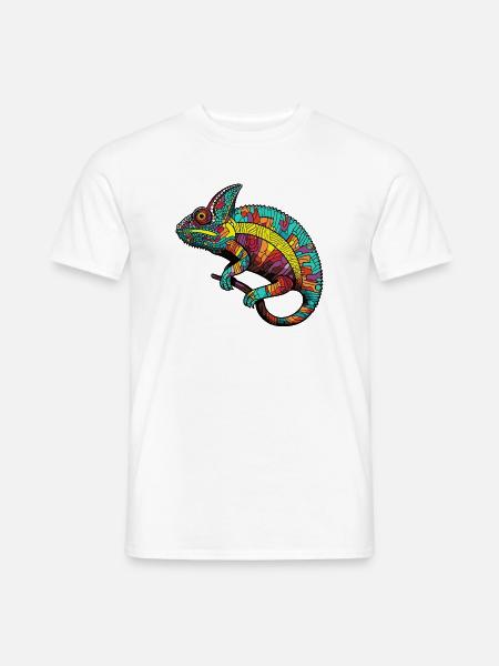 Bunt Chamäleon Muster - Männer T-Shirt - Weiß