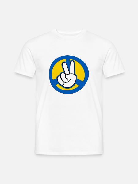 Friedenshand Retro Symbol für Ukraine - Männer T-Shirt - Weiß