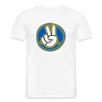 Ukraine Peace Sign Grafik mit Umrahmung - Männer T-Shirt - Weiß - Vorne - AI Model Male 178 dark (178cm)