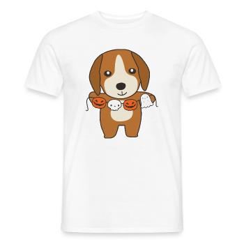 Beagle Happy Halloween Hunde Kostüm - Männer T-Shirt - Weiß - Vorne - AI Model Male 178 dark (178cm)