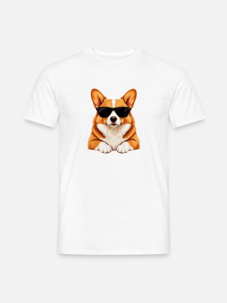 Corgi mit Sonnenbrille - Männer T-Shirt - Weiß