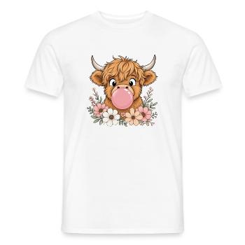Süße Highland Kuh mit Kaugummi - Männer T-Shirt - Weiß - Vorne - AI Model Male 178 dark (178cm)