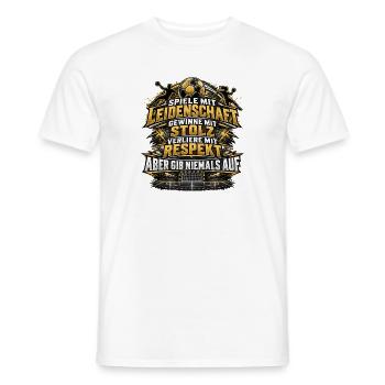 Handball Leidenschaft Stolz Respekt – Gib niemals  - Männer T-Shirt - Weiß - Vorne - AI Model Male 178 dark (178cm)