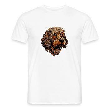 Hund Kopf Locken Braun Illustration - Männer T-Shirt - Weiß - Vorne - AI Model Male 178 dark (178cm)