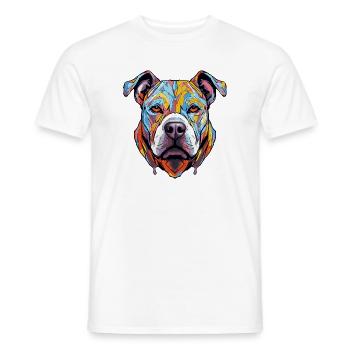 Hund Kopf Geometrisch Farbenfroh - Männer T-Shirt - Weiß - Vorne - AI Model Male 178 dark (178cm)