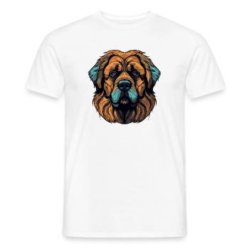 Hund Kopf Langhaar Orange Türkis - Männer T-Shirt - Weiß - Vorne - AI Model Male 178 dark (178cm)