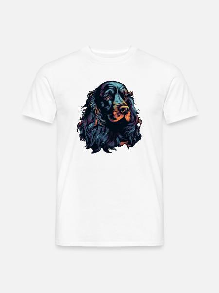 Spaniel Hund Kopf Schwarz Bunt - Männer T-Shirt - Weiß