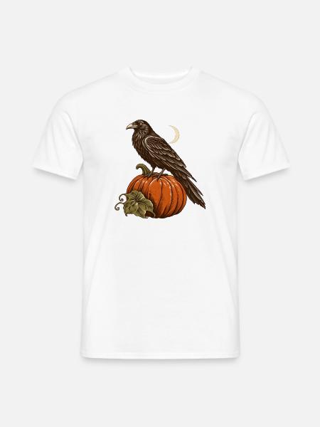 Rabe auf dem Kürbis - Männer T-Shirt - Weiß