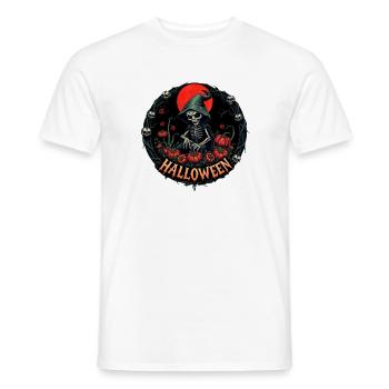 Makabres, rundes, gerahmtes Waschbär-Astronauten-T-Shirt - Männer T-Shirt - Weiß - Vorne - AI Model Male 178 dark (178cm)