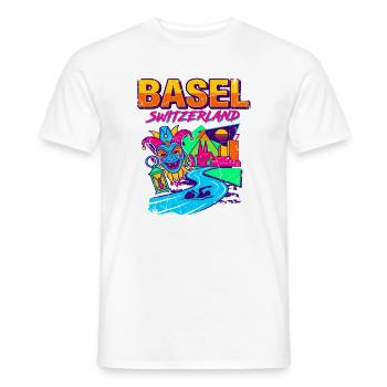 Basel Switzerland Retro Carnival Landscape Aug - Männer T-Shirt - Weiß - Vorne - AI Model Male 178 dark (178cm)