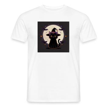Halloween Hexenkatze – Witchy Cat & Vollmond - Männer T-Shirt - Weiß - Vorne - AI Model Male 178 dark (178cm)
