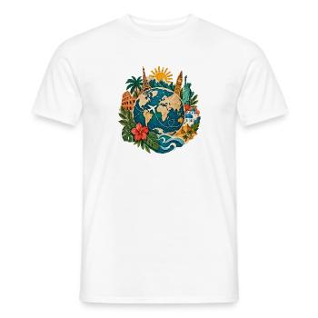 Weltreise Globus mit Landmarken - Männer T-Shirt - Weiß - Vorne - AI Model Male 178 dark (178cm)