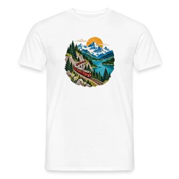 Bergbahn am See Panorama - Männer T-Shirt - Weiß - Vorne - AI Model Male 178 dark (178cm)