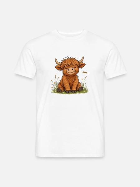 Süßes Schottisches Hochlandrind - Männer T-Shirt - Weiß