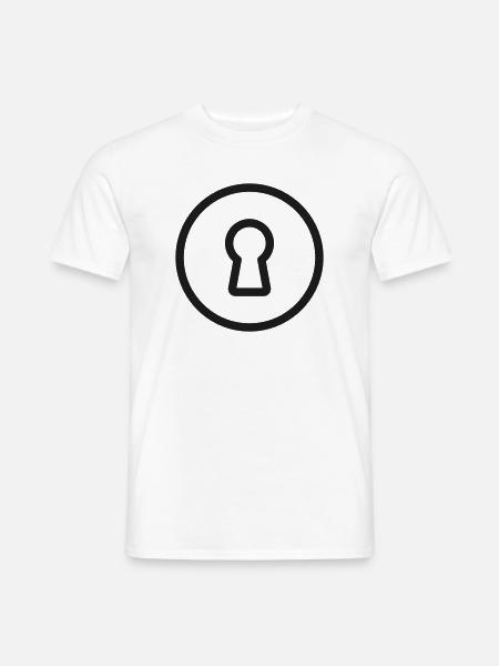 Sicherheits-Schlüsselloch-Linien-Symbol - Männer T-Shirt - Weiß